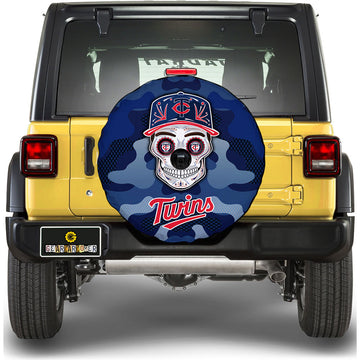 Minnesota Twins Spare Tire Covers Camera Hole Skull Theme Collection - Gearcarcover - 1