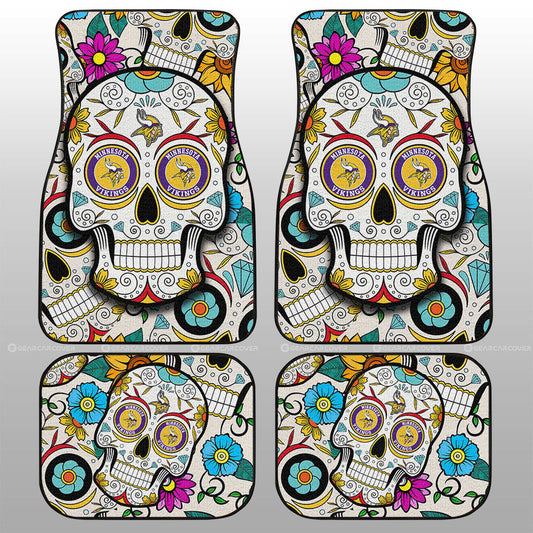 Minnesota Vikings Car Floor Mats Custom Sugar Skull Car Accessories - Gearcarcover - 1