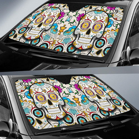 Minnesota Vikings Car Sunshade Custom Sugar Skull Car Accessories - Gearcarcover - 2
