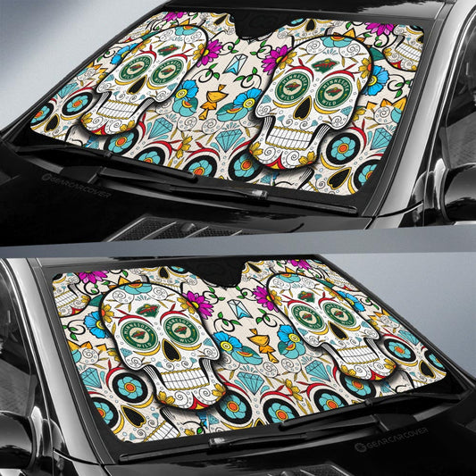 Minnesota Wild Car Sunshade Custom Sugar Skull Car Accessories - Gearcarcover - 2