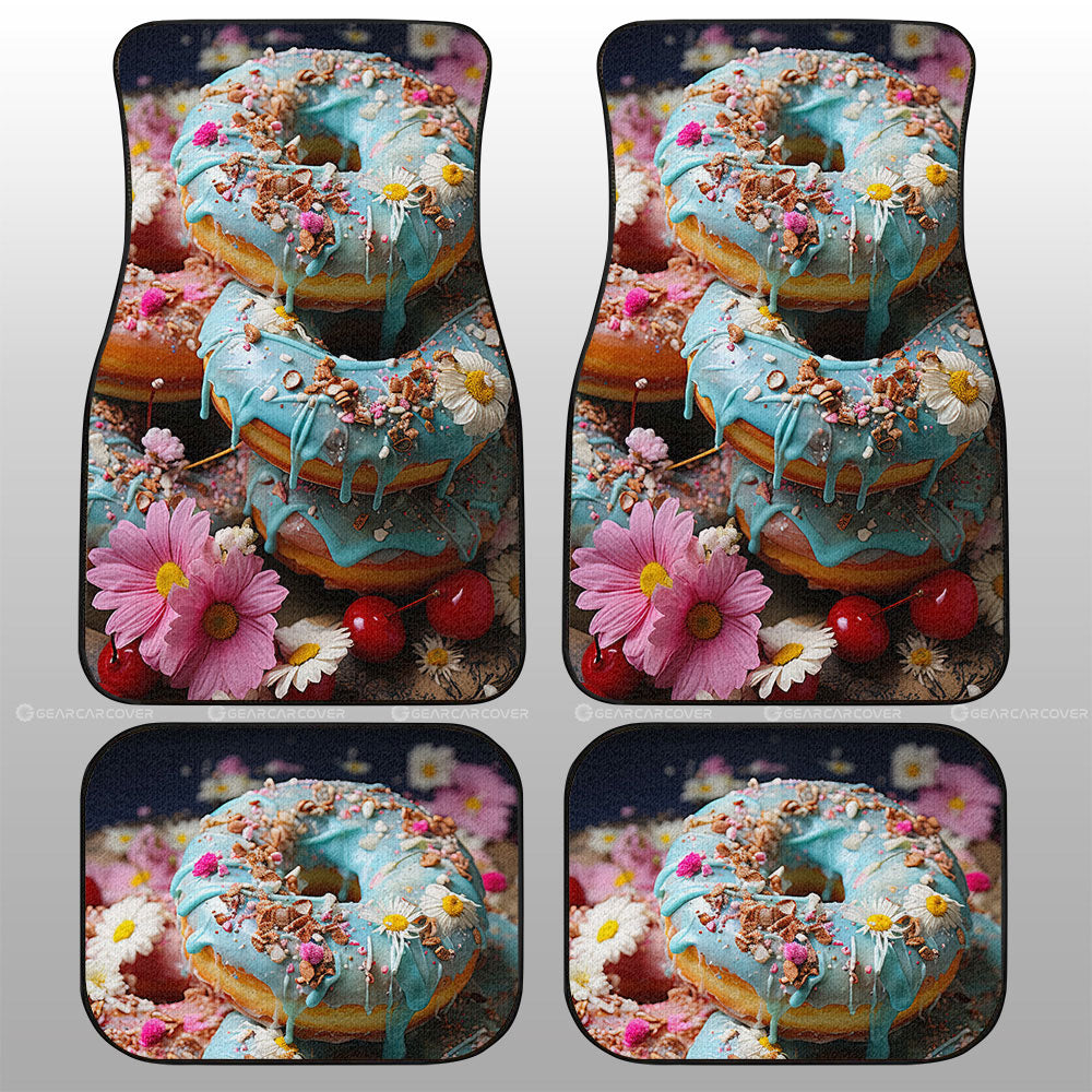 Mint Donuts Mix Flowers Car Floor Mats Custom Girly Pattern Car Accessories - Gearcarcover - 1