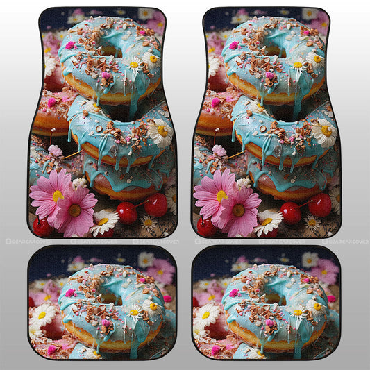 Mint Donuts Mix Flowers Car Floor Mats Custom Girly Pattern Car Accessories - Gearcarcover - 1