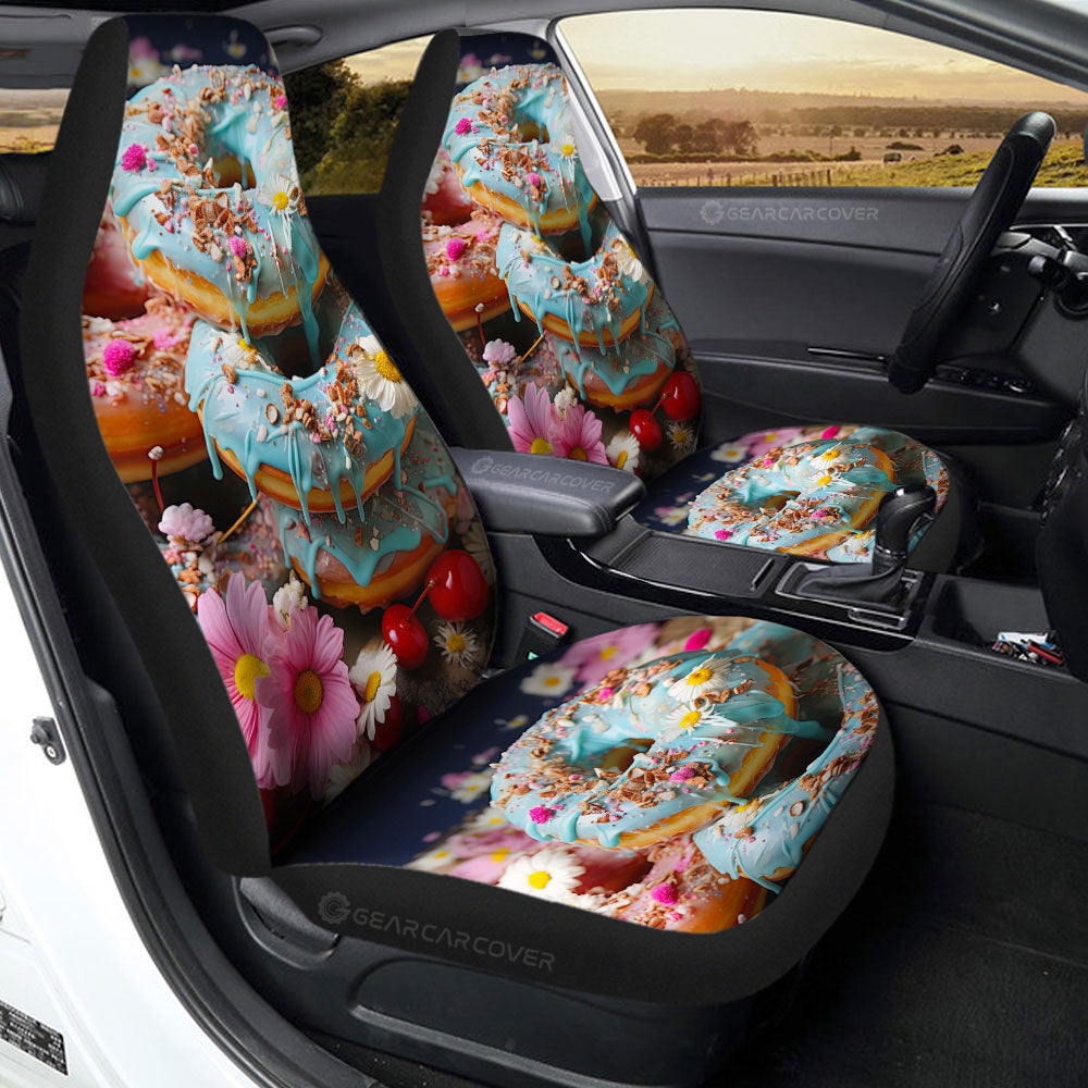 Mint Donuts Mix Flowers Car Seat Covers Custom Girly Pattern Car Accessories - Gearcarcover - 2