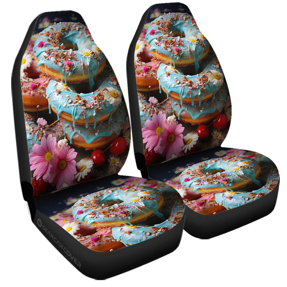 Mint Donuts Mix Flowers Car Seat Covers Custom Girly Pattern Car Accessories - Gearcarcover - 3