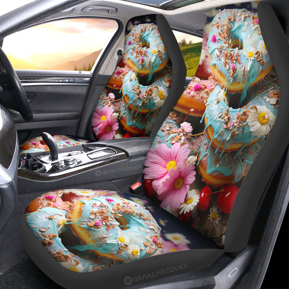 Mint Donuts Mix Flowers Car Seat Covers Custom Girly Pattern Car Accessories - Gearcarcover - 1