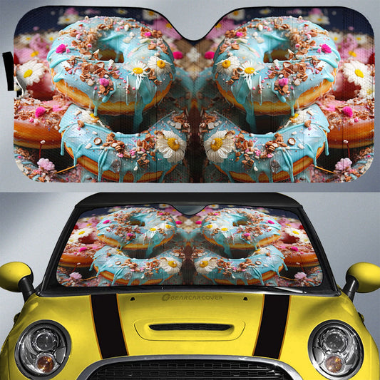 Mint Donuts Mix Flowers Car Sunshade Custom Girly Pattern Car Accessories - Gearcarcover - 1