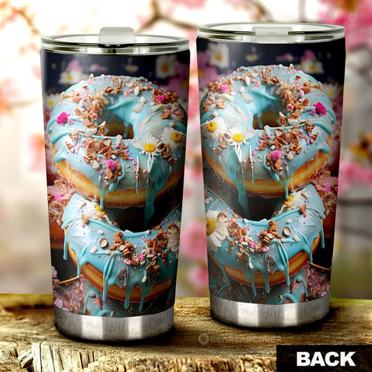 Mint Donuts Mix Flowers Tumbler Cup Custom Girly Pattern Car Accessories - Gearcarcover - 2