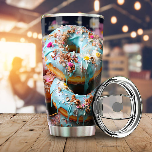 Mint Donuts Mix Flowers Tumbler Cup Custom Girly Pattern Car Accessories - Gearcarcover - 1