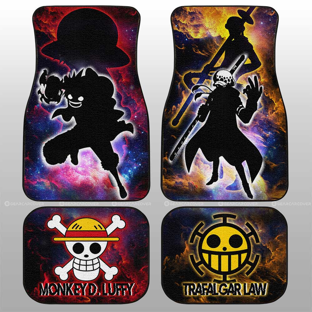 Monkey D. Luffy And Law Car Floor Mats Custom Silhouette Style - Gearcarcover - 1