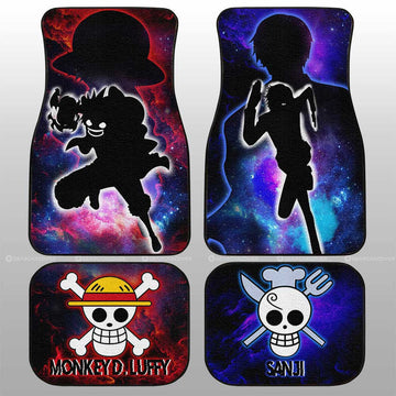 Monkey D. Luffy And Sanji Car Floor Mats Custom Silhouette Style - Gearcarcover - 1