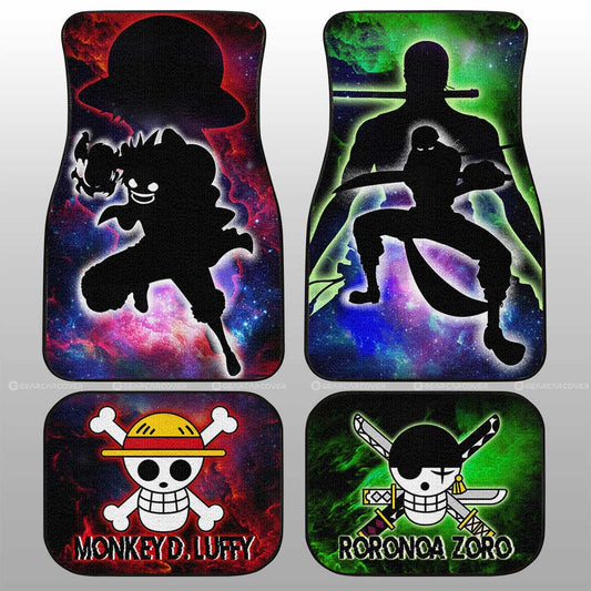 Monkey D. Luffy And Zoro Car Floor Mats Custom Silhouette Style - Gearcarcover - 1