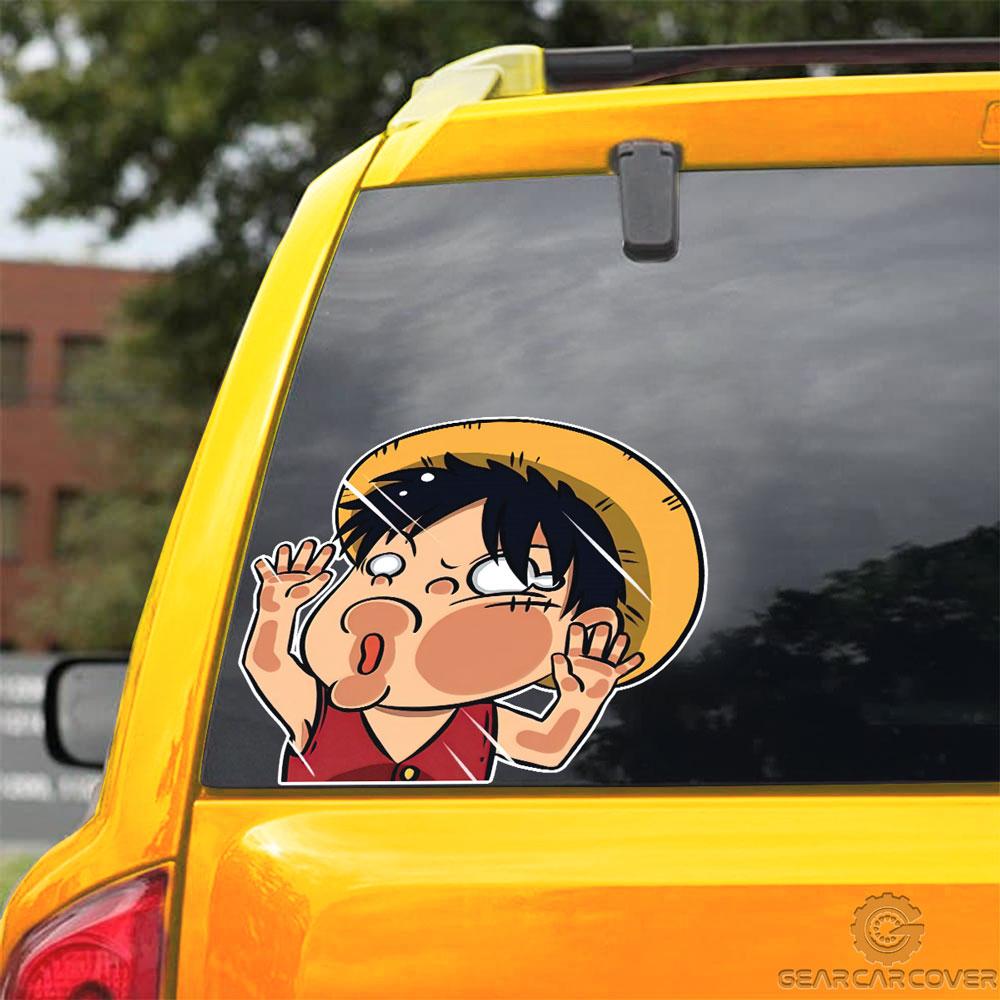 Monkey D. Luffy Hitting Glass Car Sticker Custom Car Accessories For Fans - Gearcarcover - 3