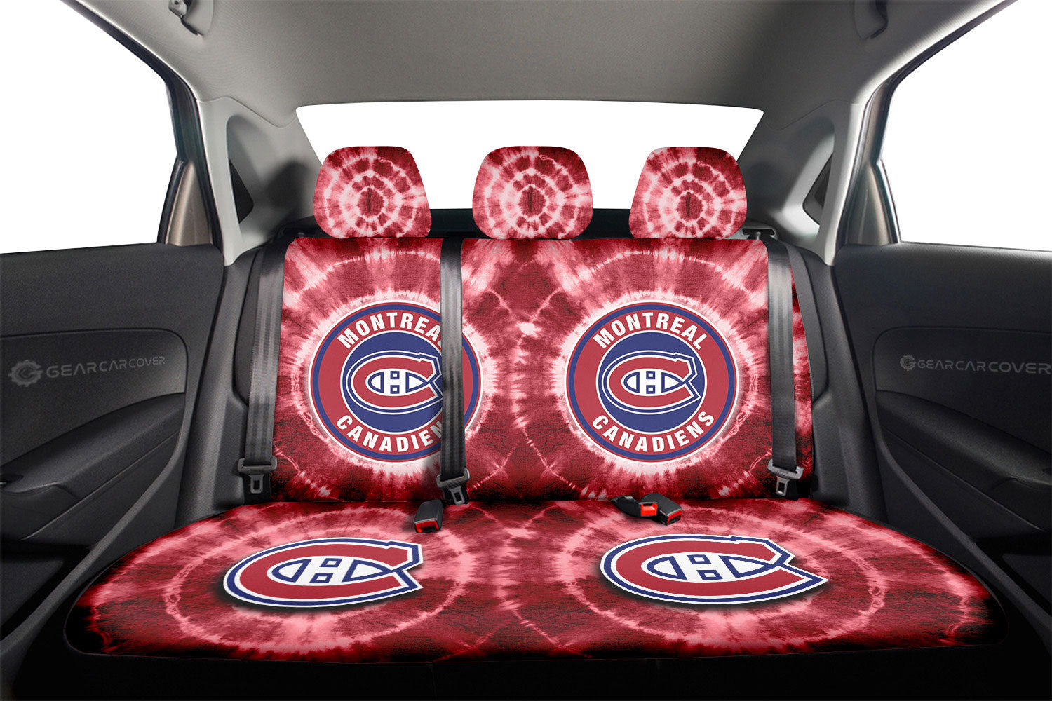 Montreal Canadiens Car Back Seat Covers Custom Tie Dye Car Accessories - Gearcarcover - 2