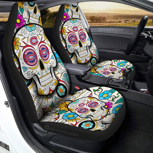 Montreal Canadiens Car Seat Covers Custom Sugar Skull Car Accessories - Gearcarcover - 2