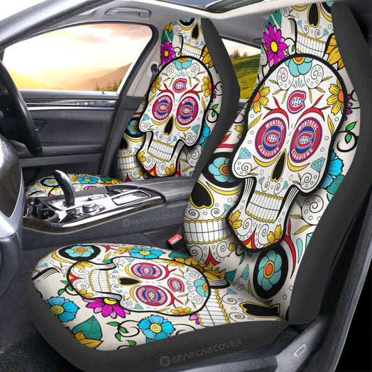 Montreal Canadiens Car Seat Covers Custom Sugar Skull Car Accessories - Gearcarcover - 1