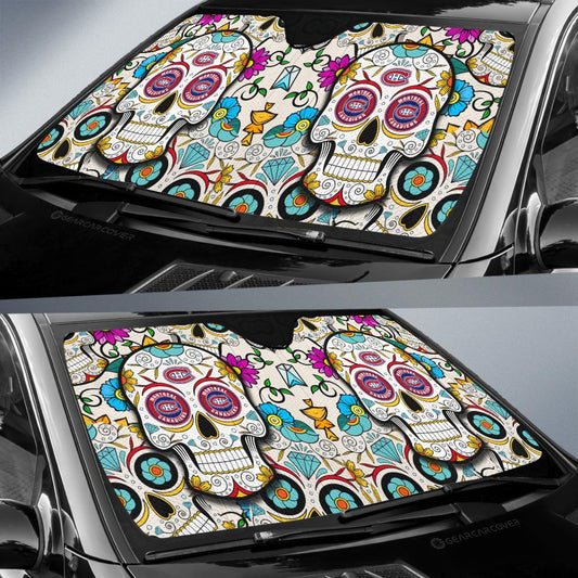 Montreal Canadiens Car Sunshade Custom Sugar Skull Car Accessories - Gearcarcover - 2