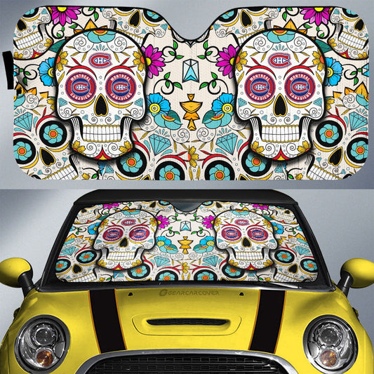 Montreal Canadiens Car Sunshade Custom Sugar Skull Car Accessories - Gearcarcover - 1