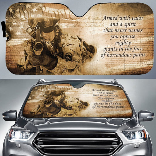 My Hero Soldier Car Sunshade Custom American Flag We The People Car Accessories For Dad - Gearcarcover - 1