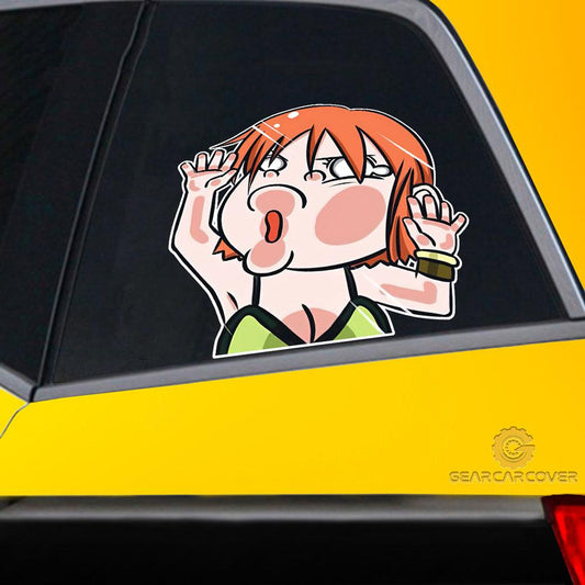 Nami Hitting Glass Car Sticker Custom Car Accessories For Fans - Gearcarcover - 2