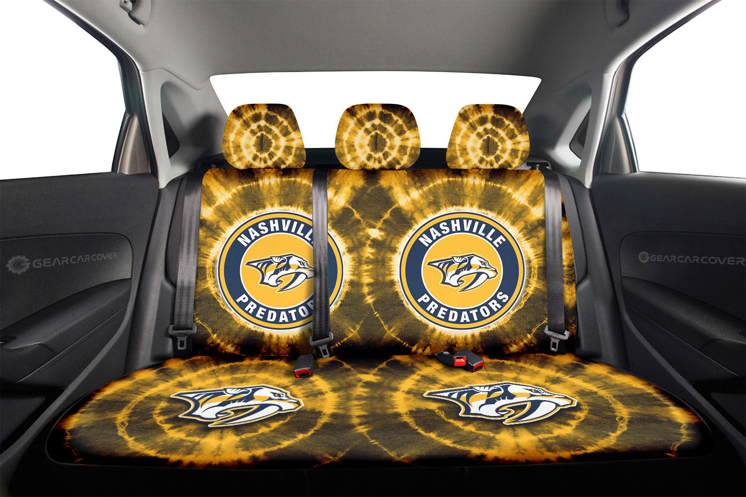 Nashville Predators Car Back Seat Covers Custom Tie Dye Car Accessories - Gearcarcover - 2