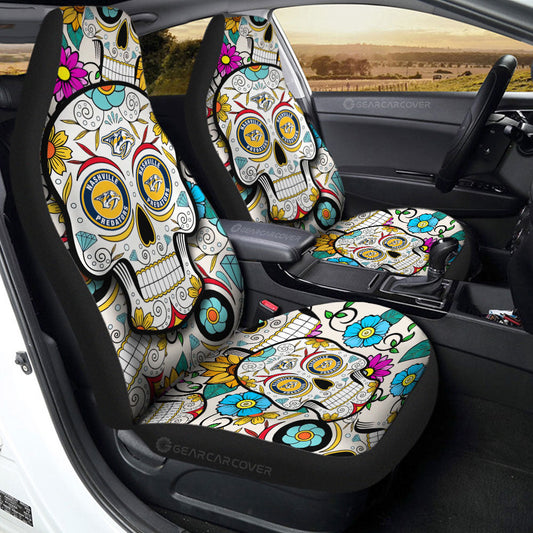 Nashville Predators Car Seat Covers Custom Sugar Skull Car Accessories - Gearcarcover - 2