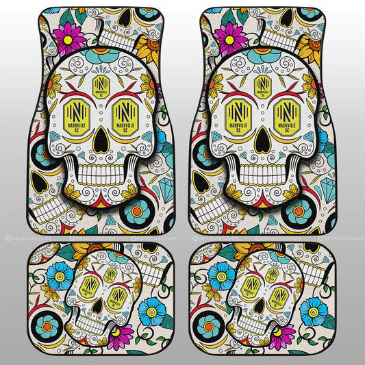 Nashville SC Car Floor Mats Custom Sugar Skull Car Accessories - Gearcarcover - 1