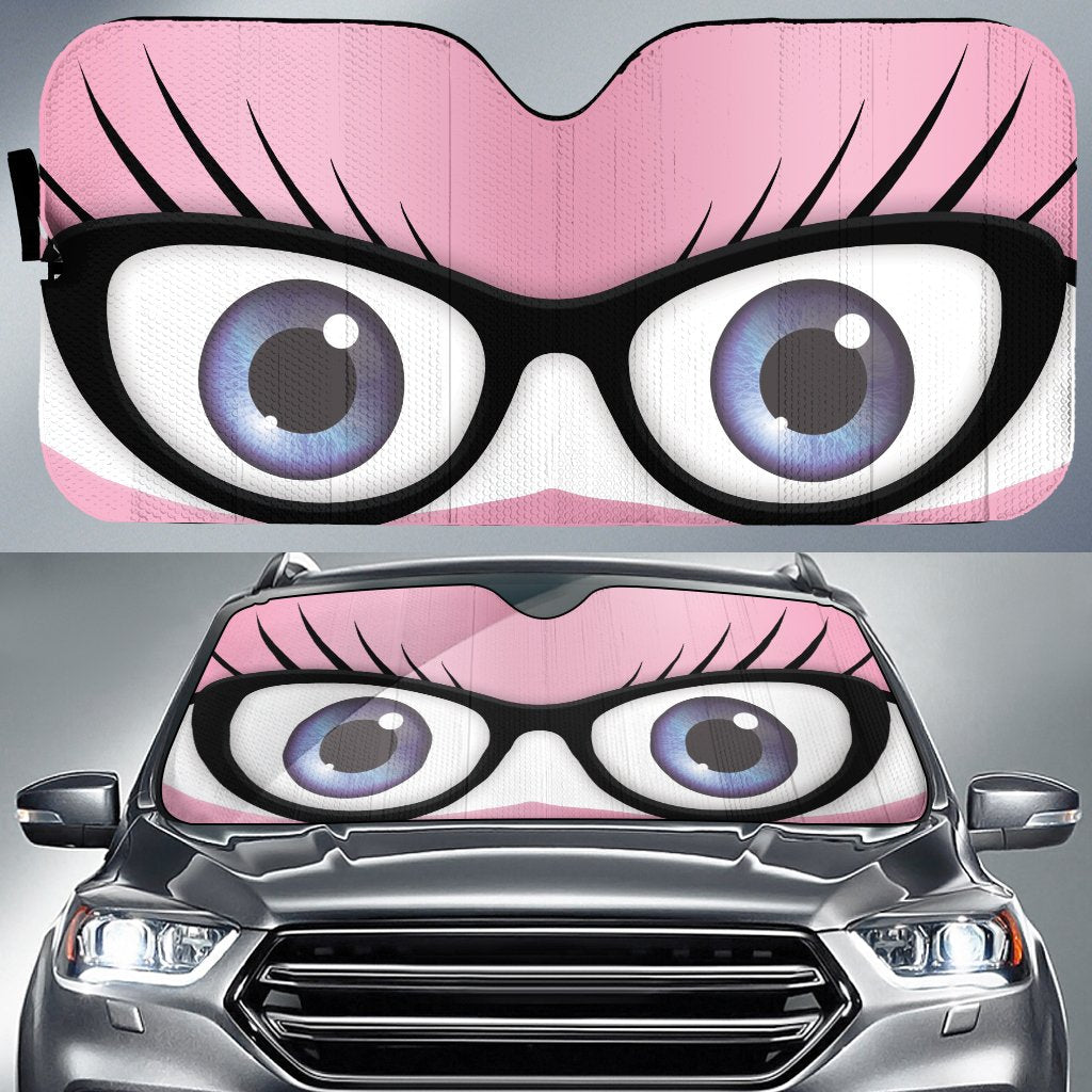 Nerd Female Car Eyes Sun Shade Custom Car Accessories - Gearcarcover - 1