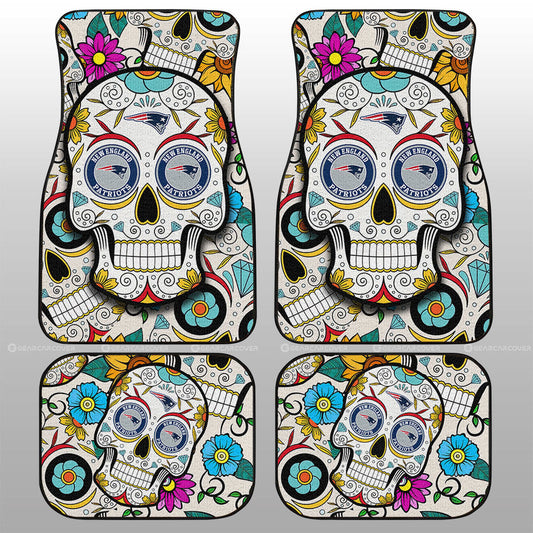 New England Patriots Car Floor Mats Custom Sugar Skull Car Accessories - Gearcarcover - 1