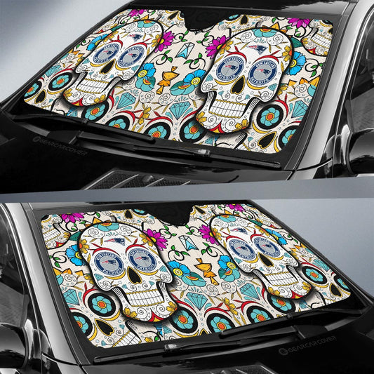 New England Patriots Car Sunshade Custom Sugar Skull Car Accessories - Gearcarcover - 2