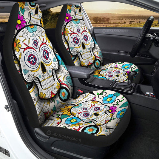 New England Revolution Car Seat Covers Custom Sugar Skull Car Accessories - Gearcarcover - 2