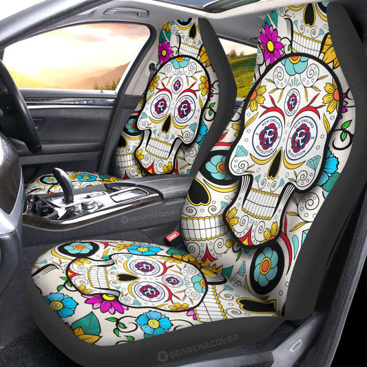 New England Revolution Car Seat Covers Custom Sugar Skull Car Accessories - Gearcarcover - 1