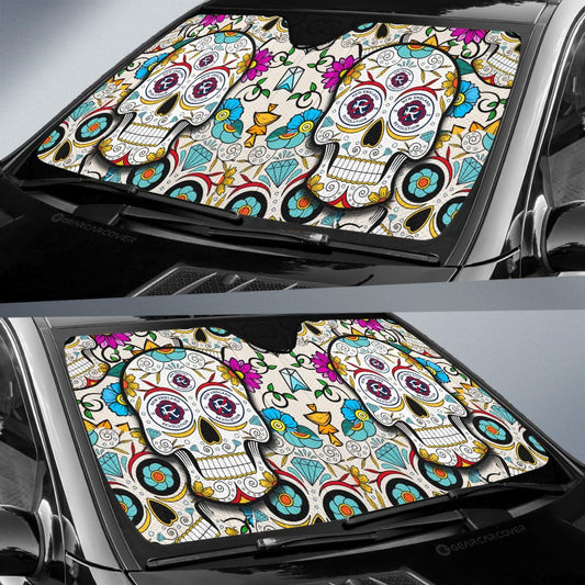 New England Revolution Car Sunshade Custom Sugar Skull Car Accessories - Gearcarcover - 2