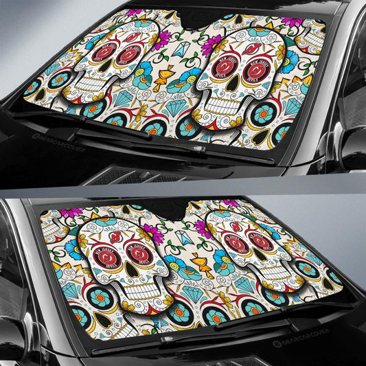 New Jersey Devils Car Sunshade Custom Sugar Skull Car Accessories - Gearcarcover - 2