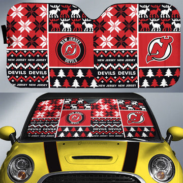 New Jersey Devils Car Sunshade Custom Ugly Style Car Accessories - Gearcarcover - 1