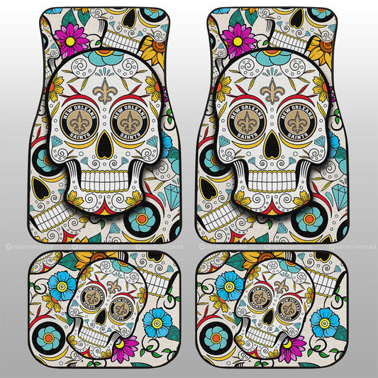 New Orleans Saints Car Floor Mats Custom Sugar Skull Car Accessories - Gearcarcover - 1