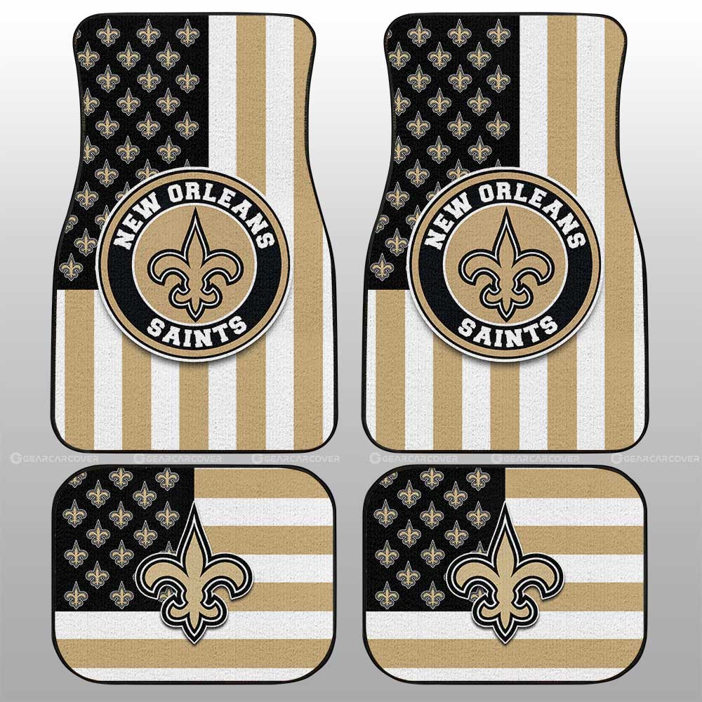 New Orleans Saints Car Floor Mats Custom US Flag Style - Gearcarcover - 1