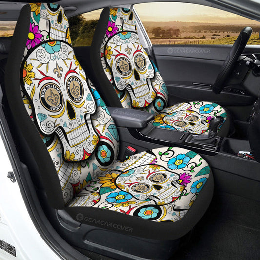 New Orleans Saints Car Seat Covers Custom Sugar Skull Car Accessories - Gearcarcover - 2