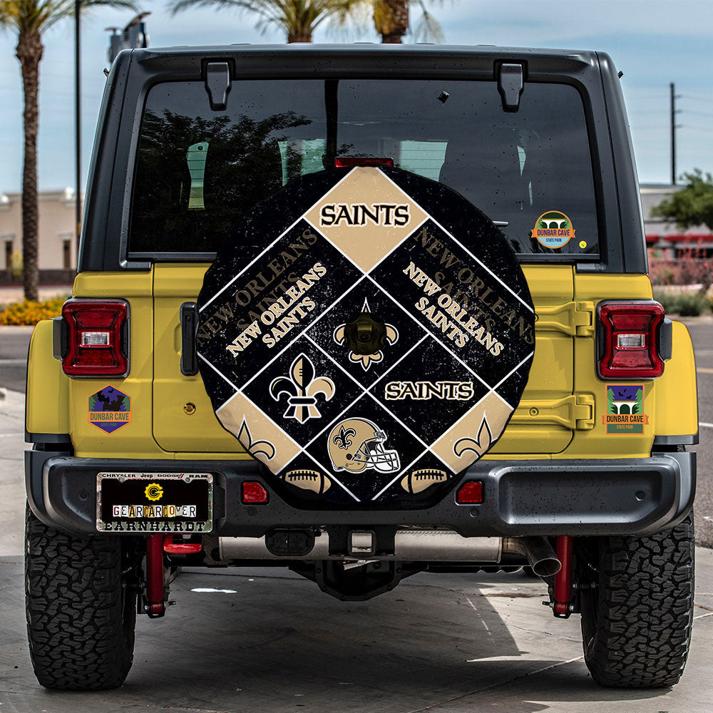 New Orleans Saints Spare Tire Covers Camera Hole Sporty Team Collection - Gearcarcover - 2
