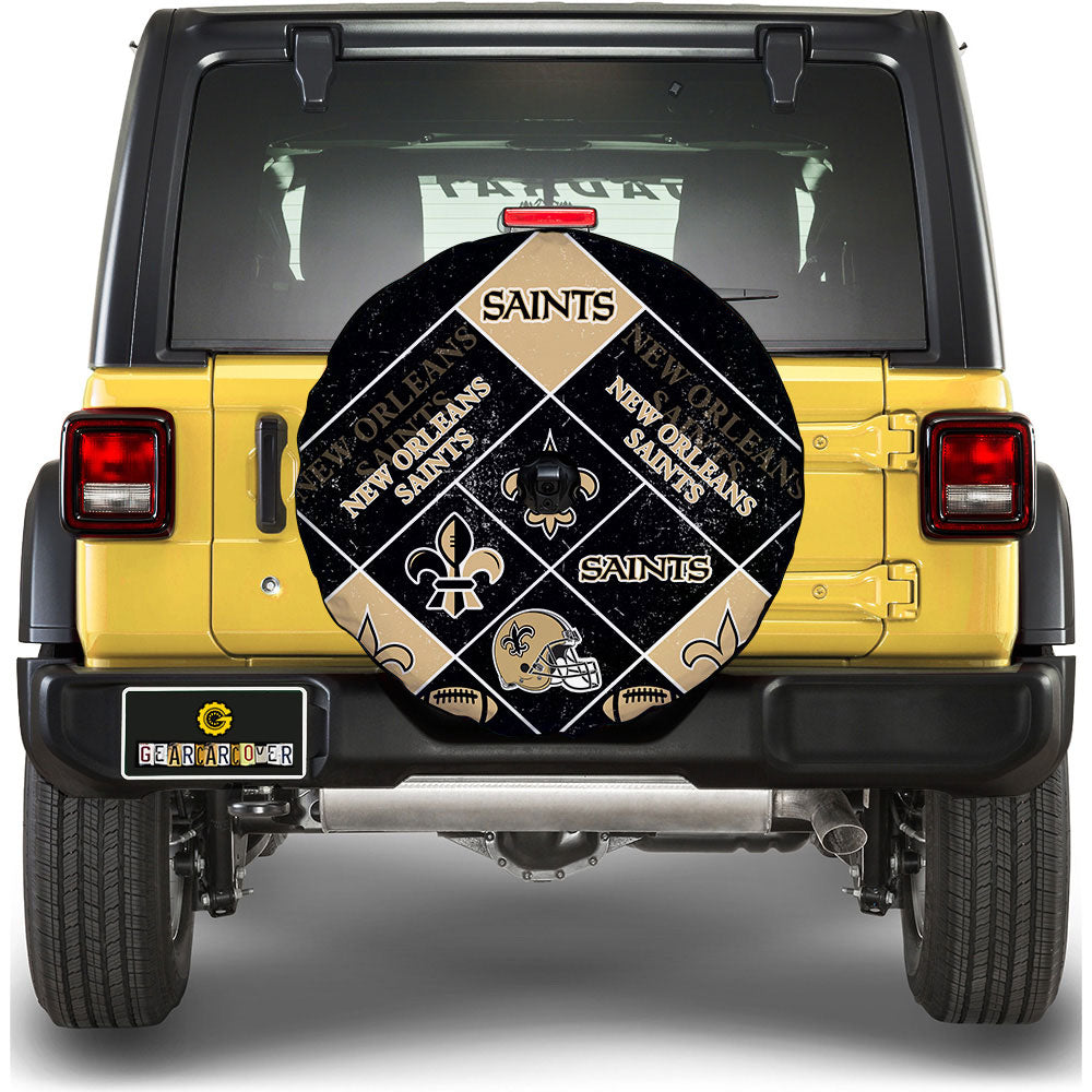 New Orleans Saints Spare Tire Covers Camera Hole Sporty Team Collection - Gearcarcover - 1