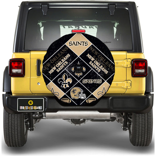 New Orleans Saints Spare Tire Covers Camera Hole Sporty Team Collection - Gearcarcover - 1
