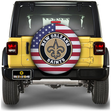 New Orleans Saints Spare Tire Covers Custom US Flag Style - Gearcarcover - 1