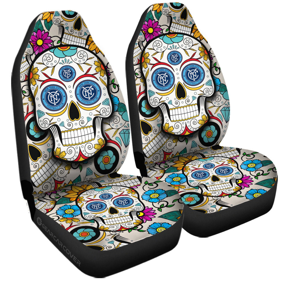 New York City FC Car Seat Covers Custom Sugar Skull Car Accessories - Gearcarcover - 3