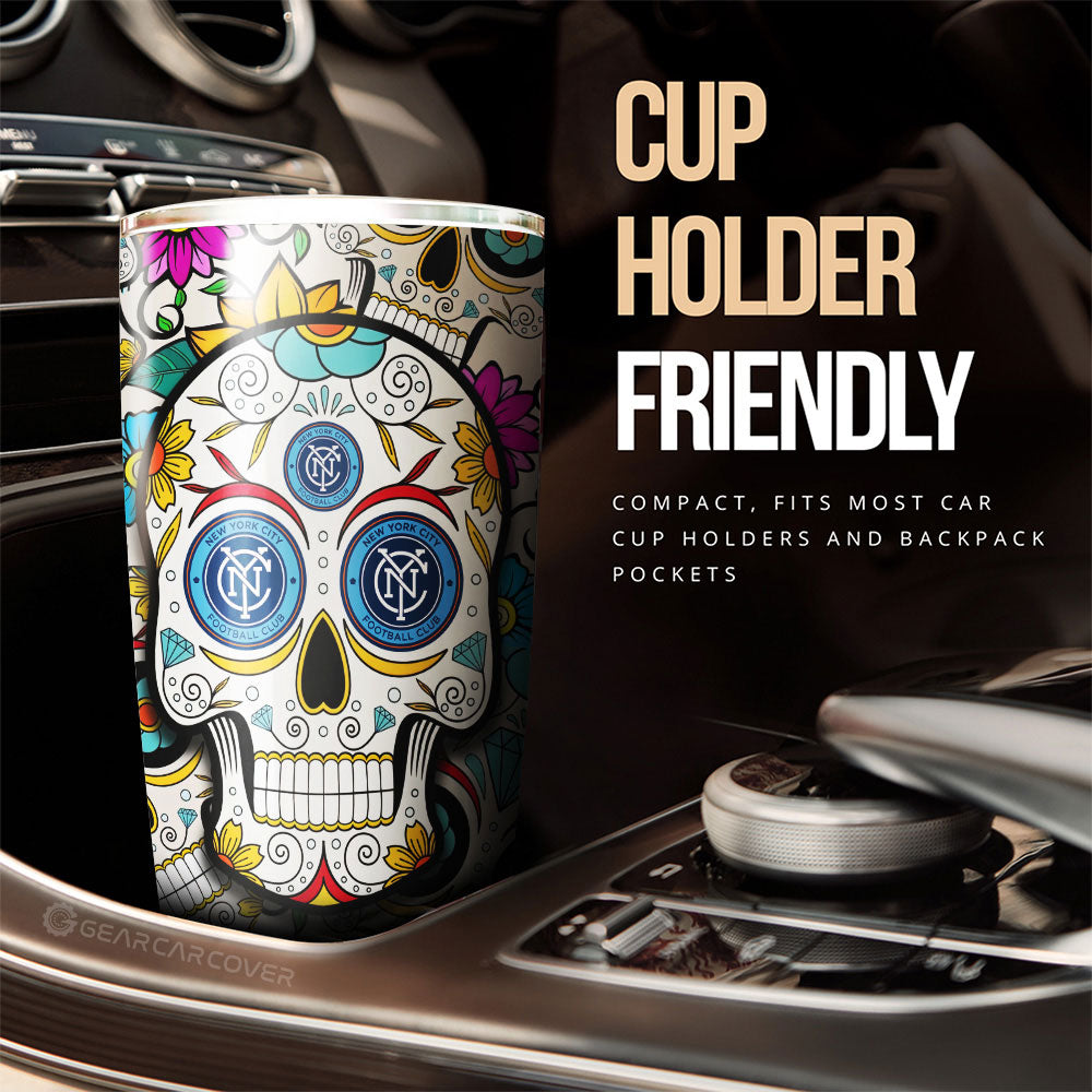 New York City FC Tumbler Cup Custom Sugar Skull Car Accessories - Gearcarcover - 3