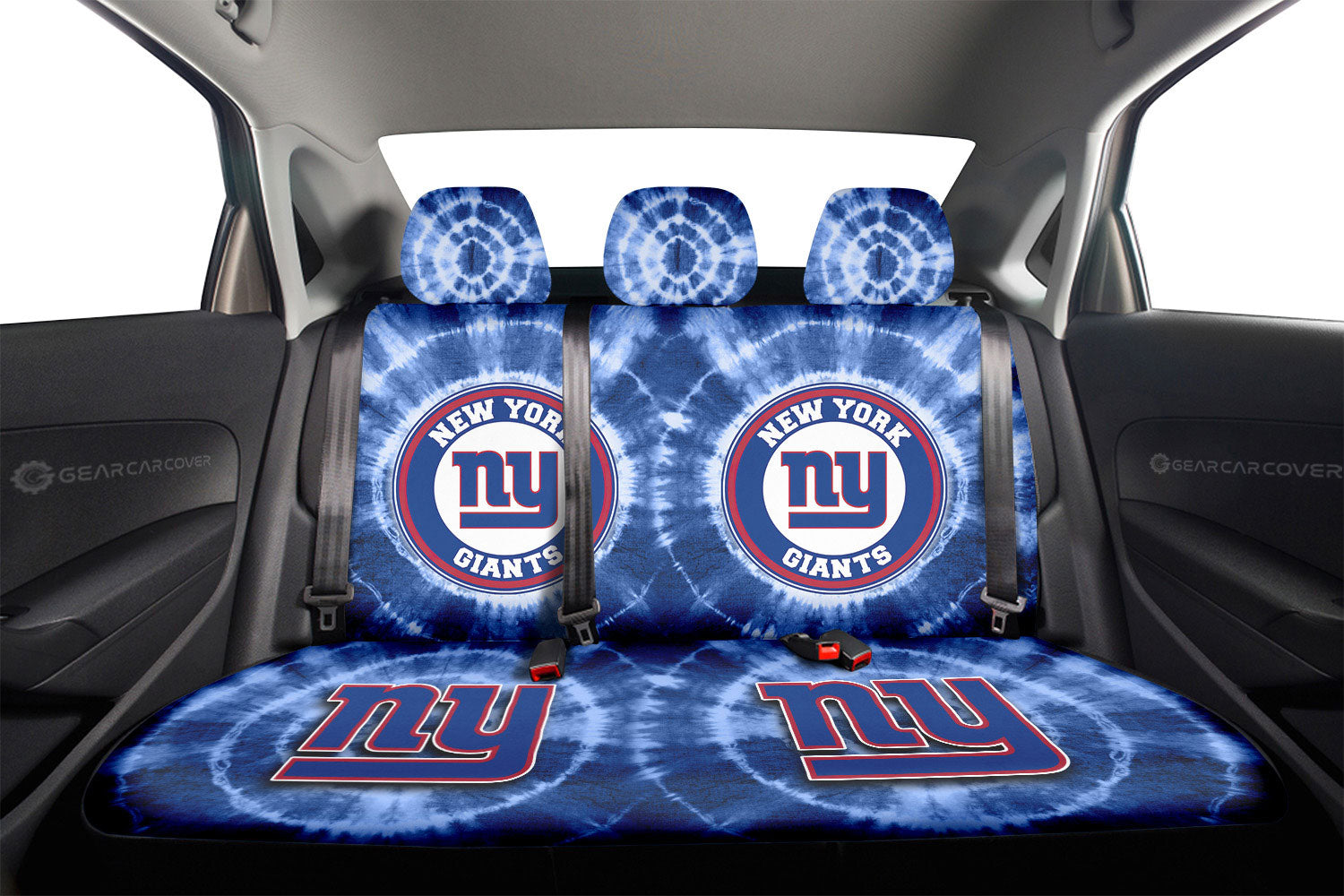 New York Giants Car Back Seat Covers Custom Tie Dye Car Accessories - Gearcarcover - 2