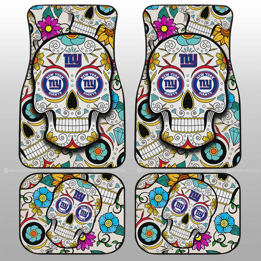 New York Giants Car Floor Mats Custom Sugar Skull Car Accessories - Gearcarcover - 1