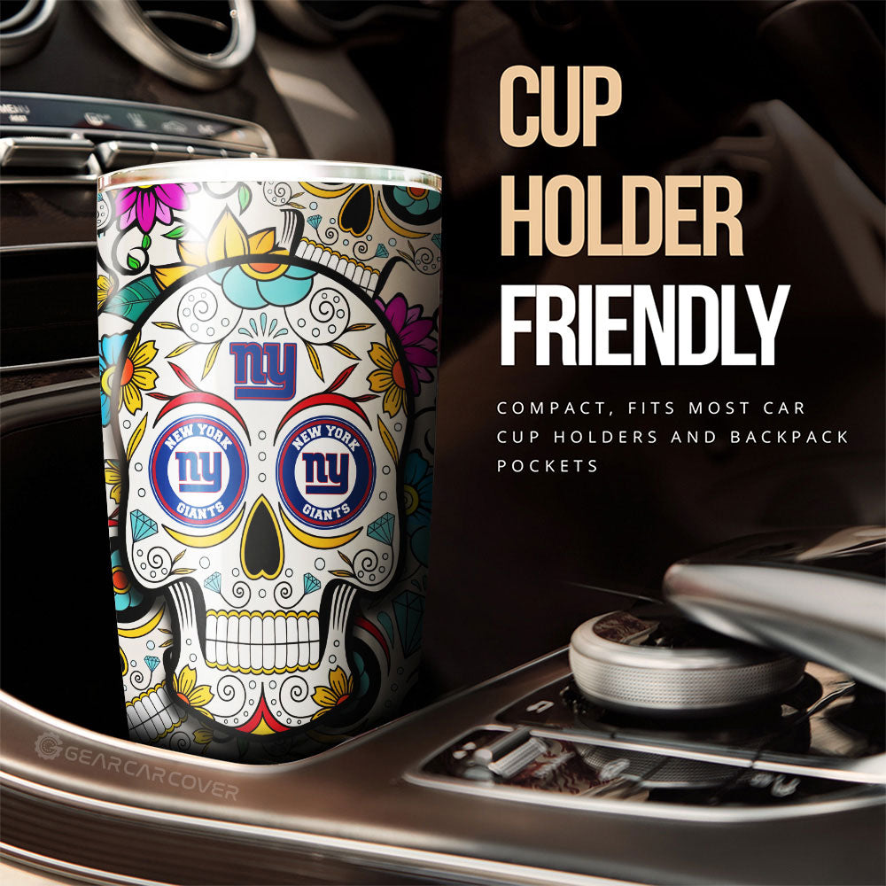New York Giants Tumbler Cup Custom Sugar Skull Car Accessories - Gearcarcover - 3
