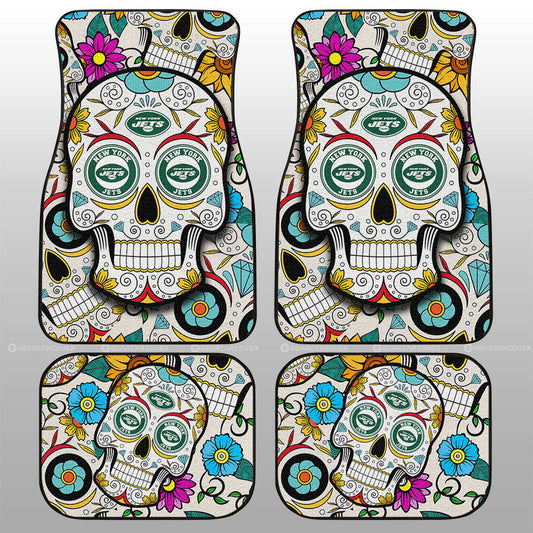 New York Jets Car Floor Mats Custom Sugar Skull Car Accessories - Gearcarcover - 1