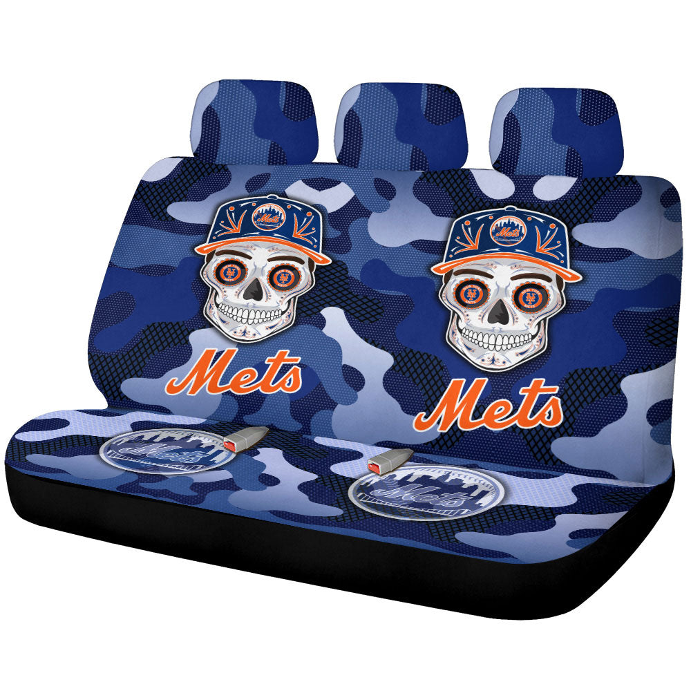 New York Mets Car Back Seat Covers Skull Theme Collection - Gearcarcover - 1