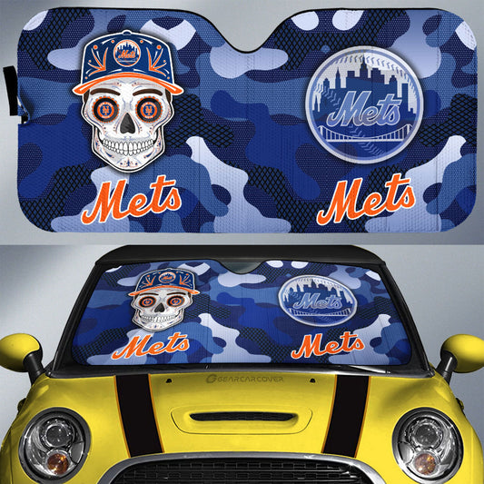 New York Mets Car Sunshade Skull Theme Collection - Gearcarcover - 1