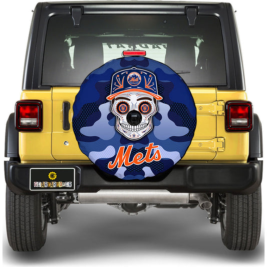 New York Mets Spare Tire Covers Camera Hole Skull Theme Collection - Gearcarcover - 1